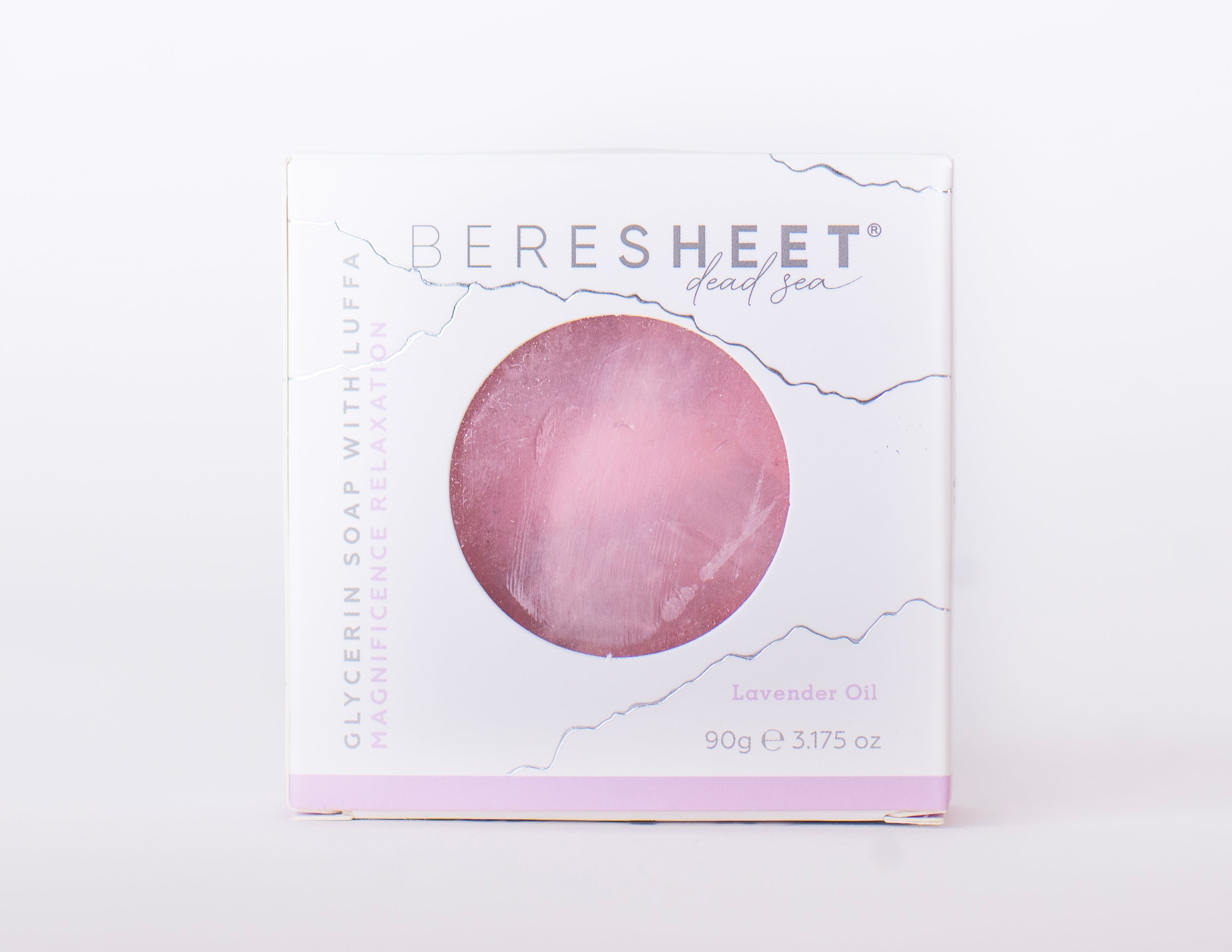 Beresheet Dead Sea product packaging with a pink sphere on a white background