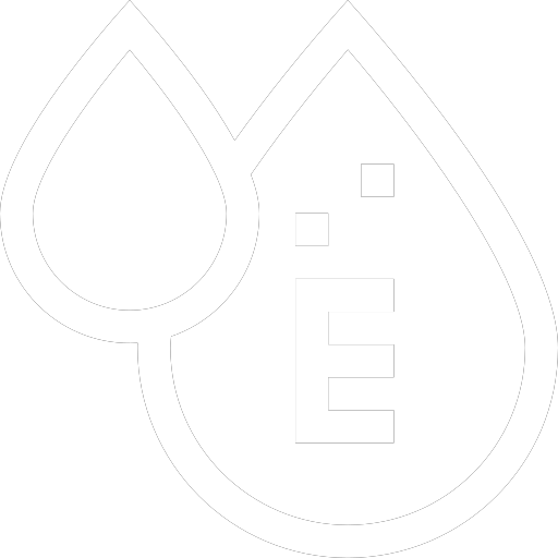 White logo with a stylized 'E' on a white background